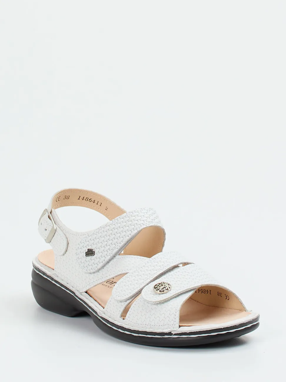 Finn Comfort – Sandale aus geprägtem Leder Weiß