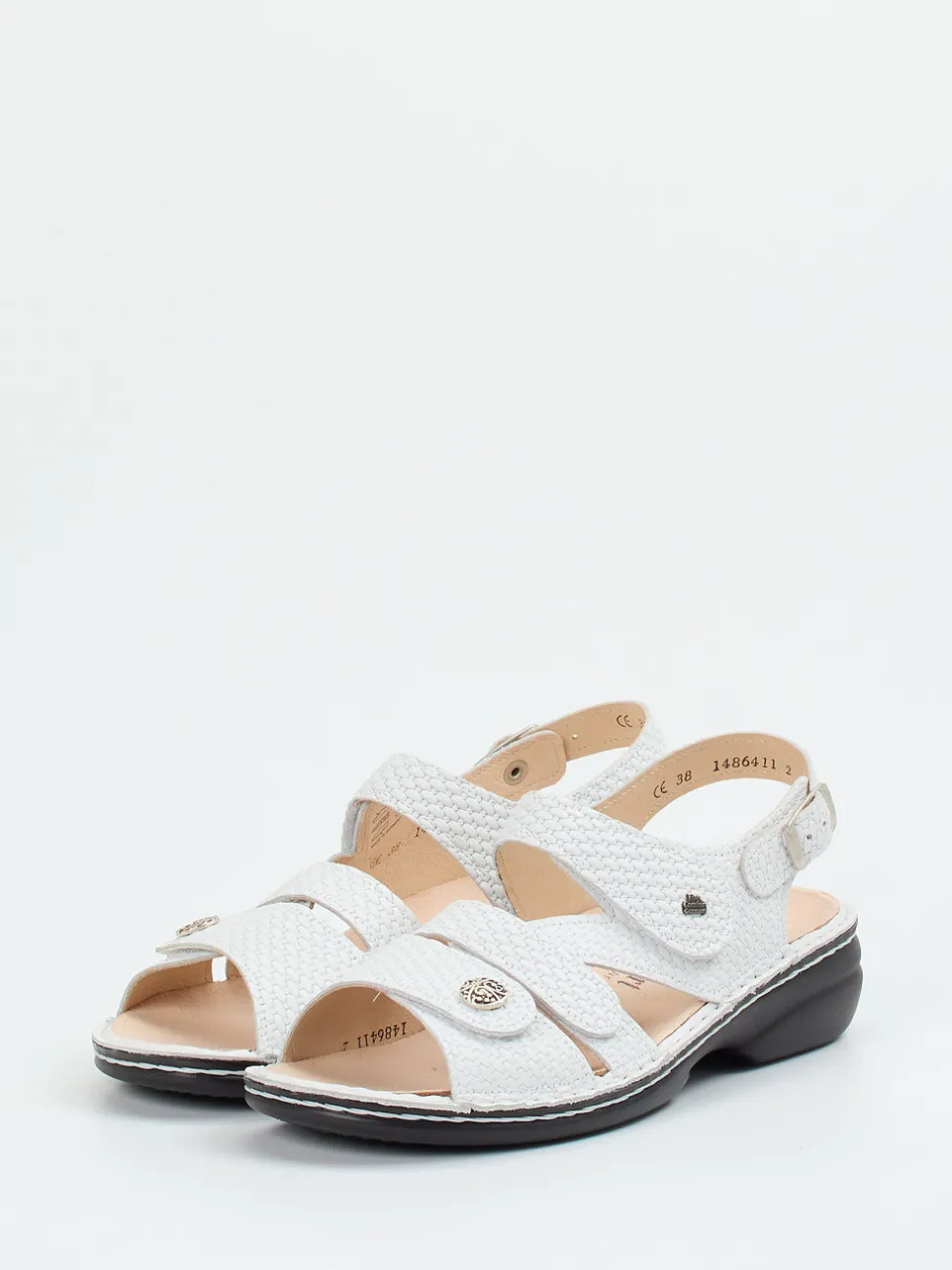 Finn Comfort – Sandale aus geprägtem Leder Weiß