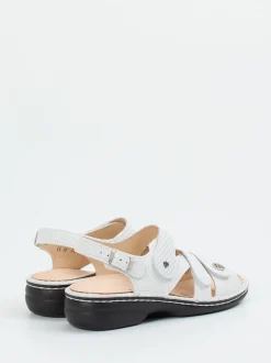 Finn Comfort – Sandale aus geprägtem Leder Weiß