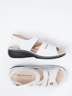 Finn Comfort – Sandale aus geprägtem Leder Weiß