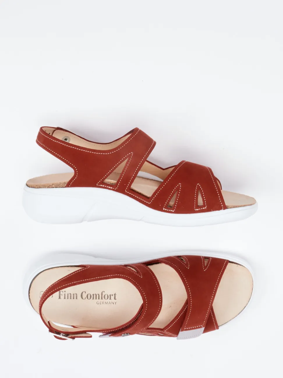 Finn Comfort – Sandalen aus Nubukleder dunkelrot