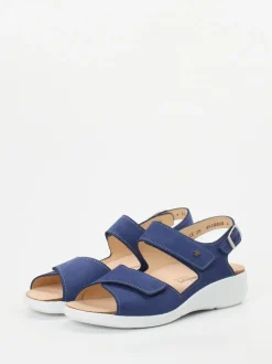 Finn Comfort – Sandalen aus Nubukleder in Blau