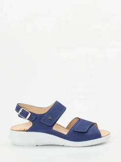 Finn Comfort – Sandalen aus Nubukleder in Blau