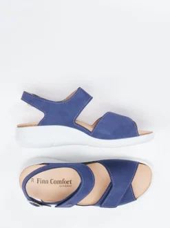 Finn Comfort – Sandalen aus Nubukleder in Blau