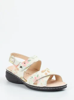 Finn Comfort – Sandalen aus geprägtem Leder floral