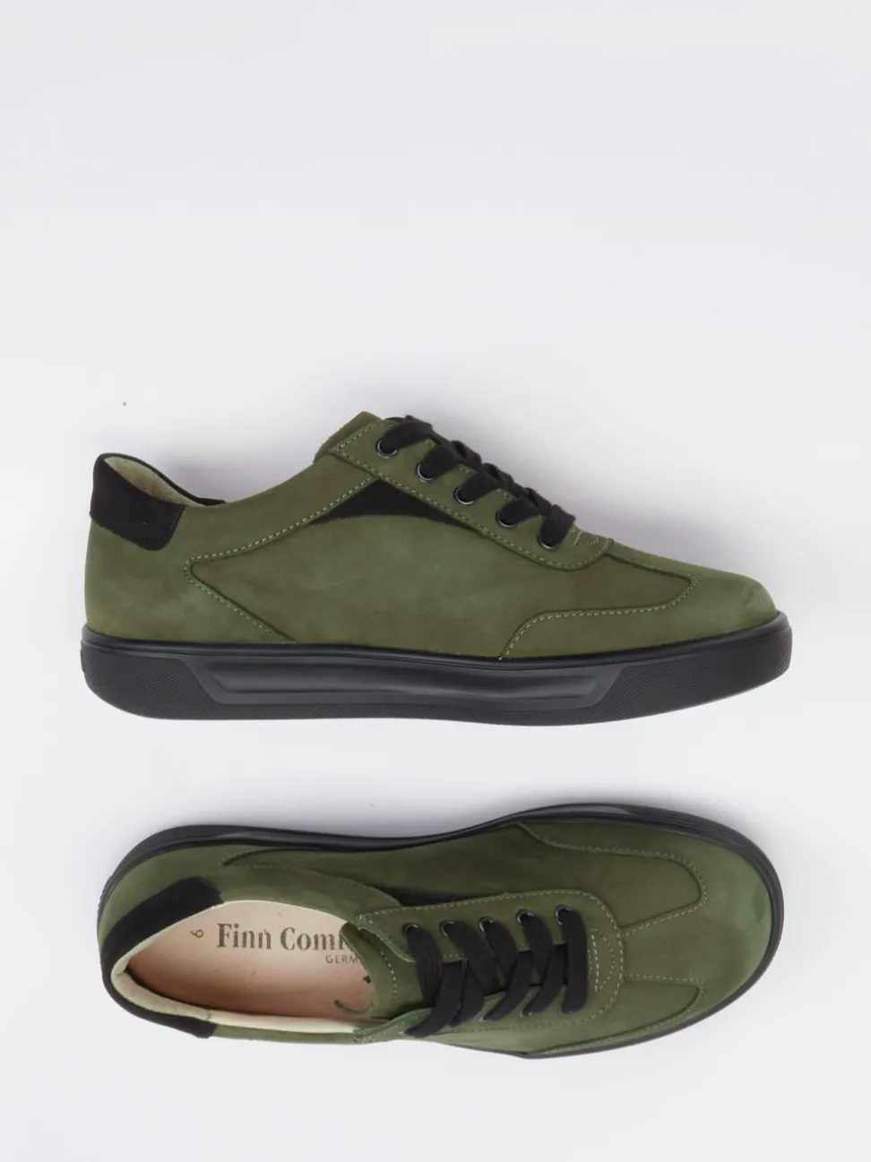 Finn Comfort – Schnürschuh aus Nubukleder olivgrün