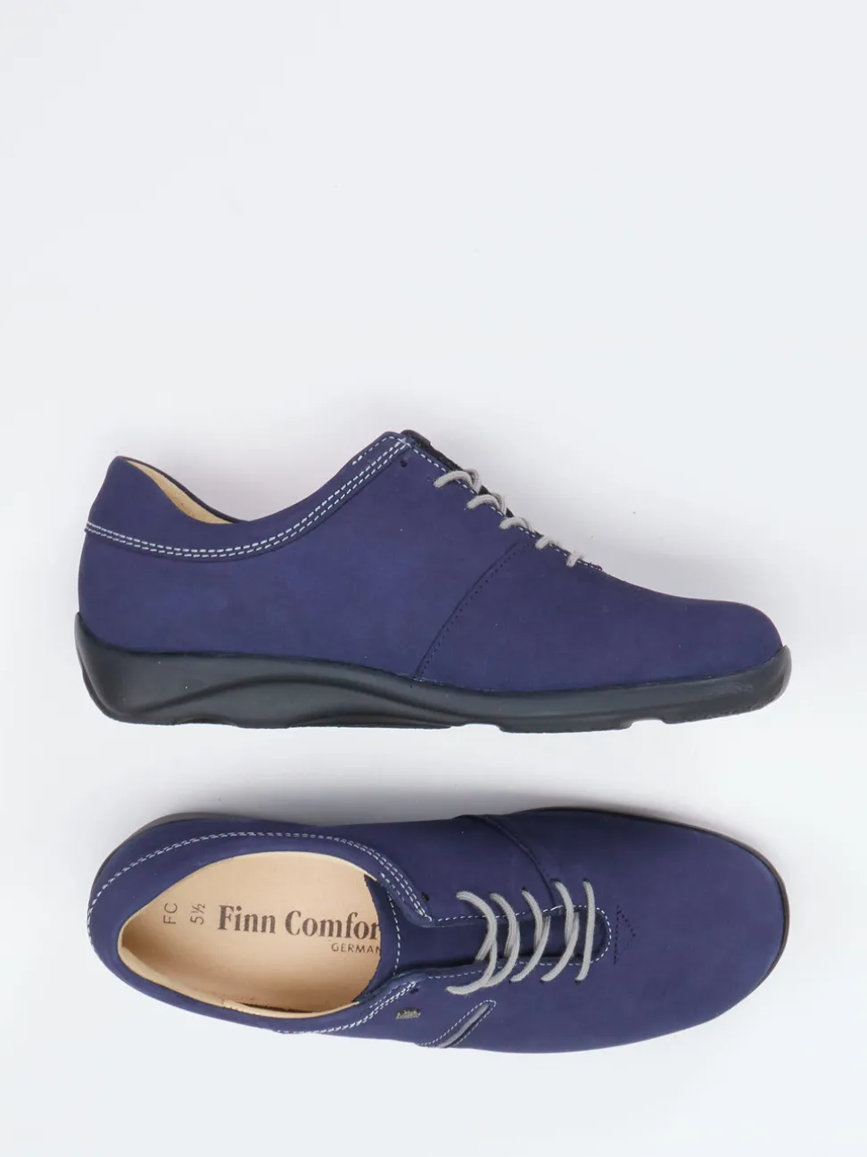 Finn Comfort – Schnürschuh aus Nubukleder marineblau