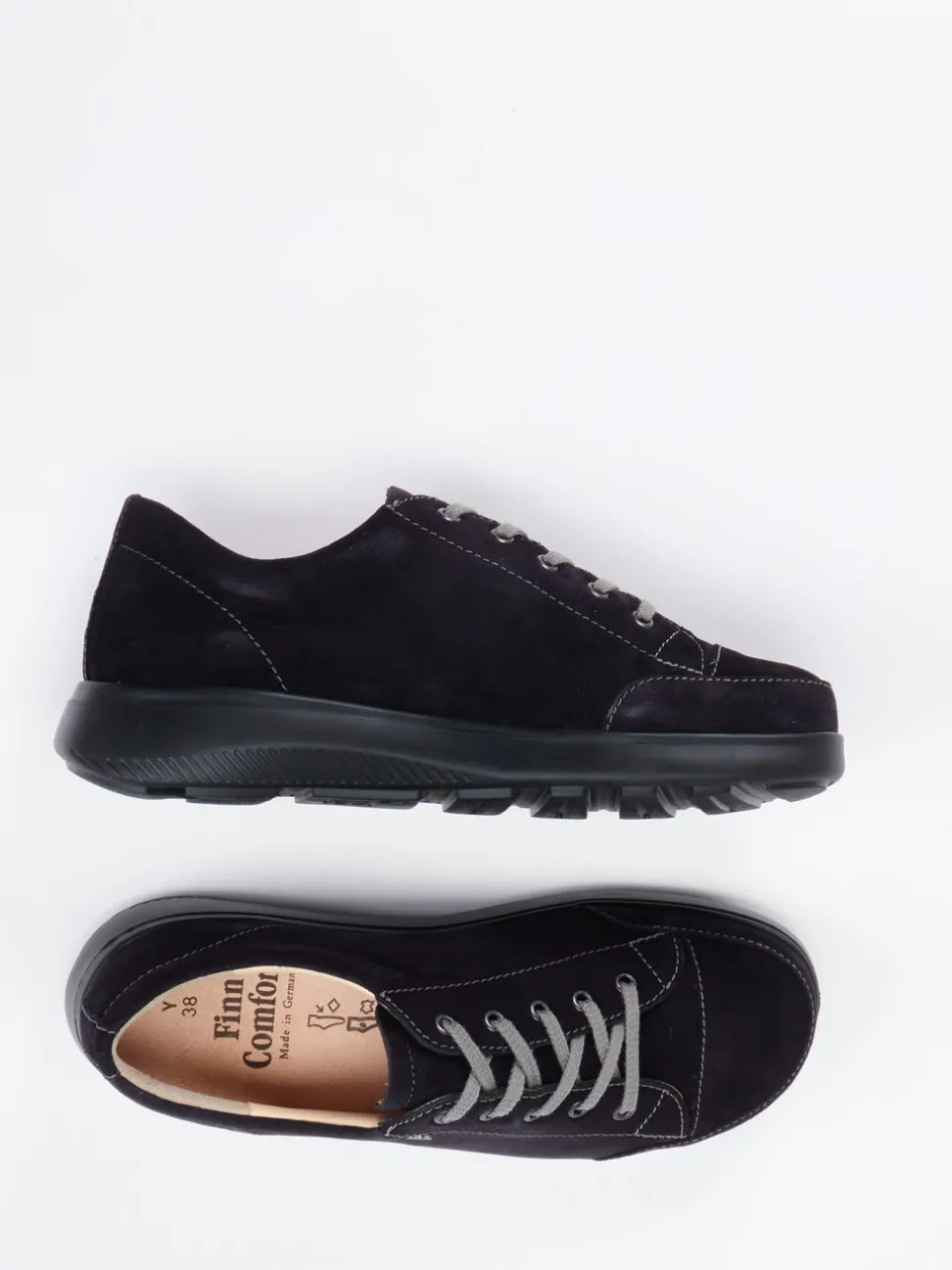 Finn Comfort – Schnürschuh aus Veloursleder dunkelblau