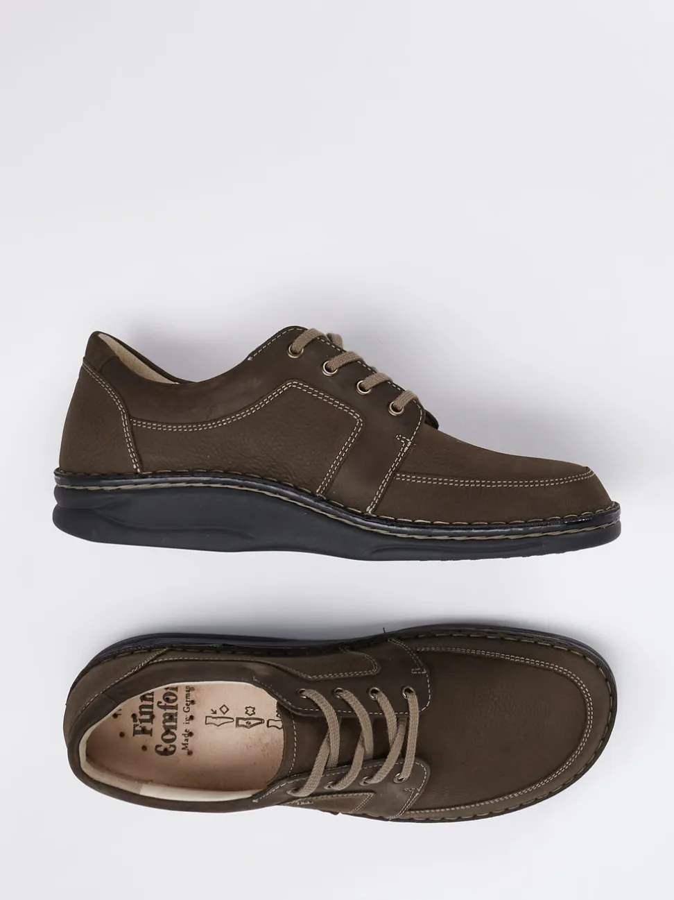 Finn Comfort – Schnürschuh aus Nubukleder mittelbraun