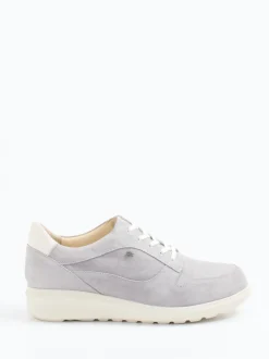 Finn Comfort – Schnürschuh aus Veloursleder hellgrau