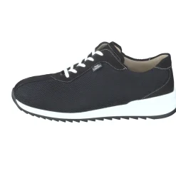 Finn Comfort – Schnürschuhe aus Stretchmesh und Veloursleder schwarz