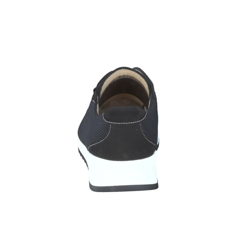 Finn Comfort – Schnürschuhe aus Stretchmesh und Veloursleder schwarz