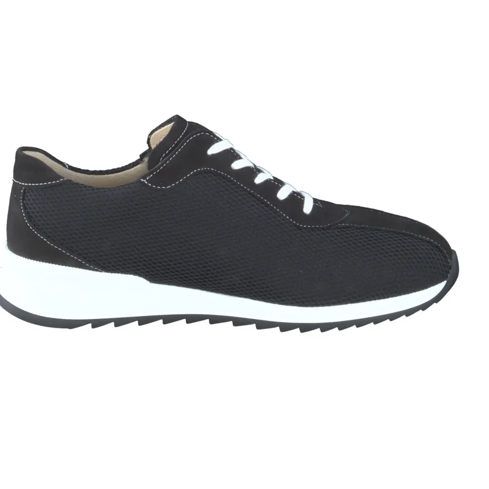 Finn Comfort – Schnürschuhe aus Stretchmesh und Veloursleder schwarz