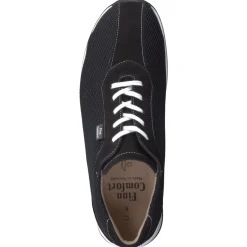Finn Comfort – Schnürschuhe aus Stretchmesh und Veloursleder schwarz