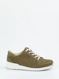 Finn Comfort – Schnürschuhe aus Nubukleder in Olivgrün