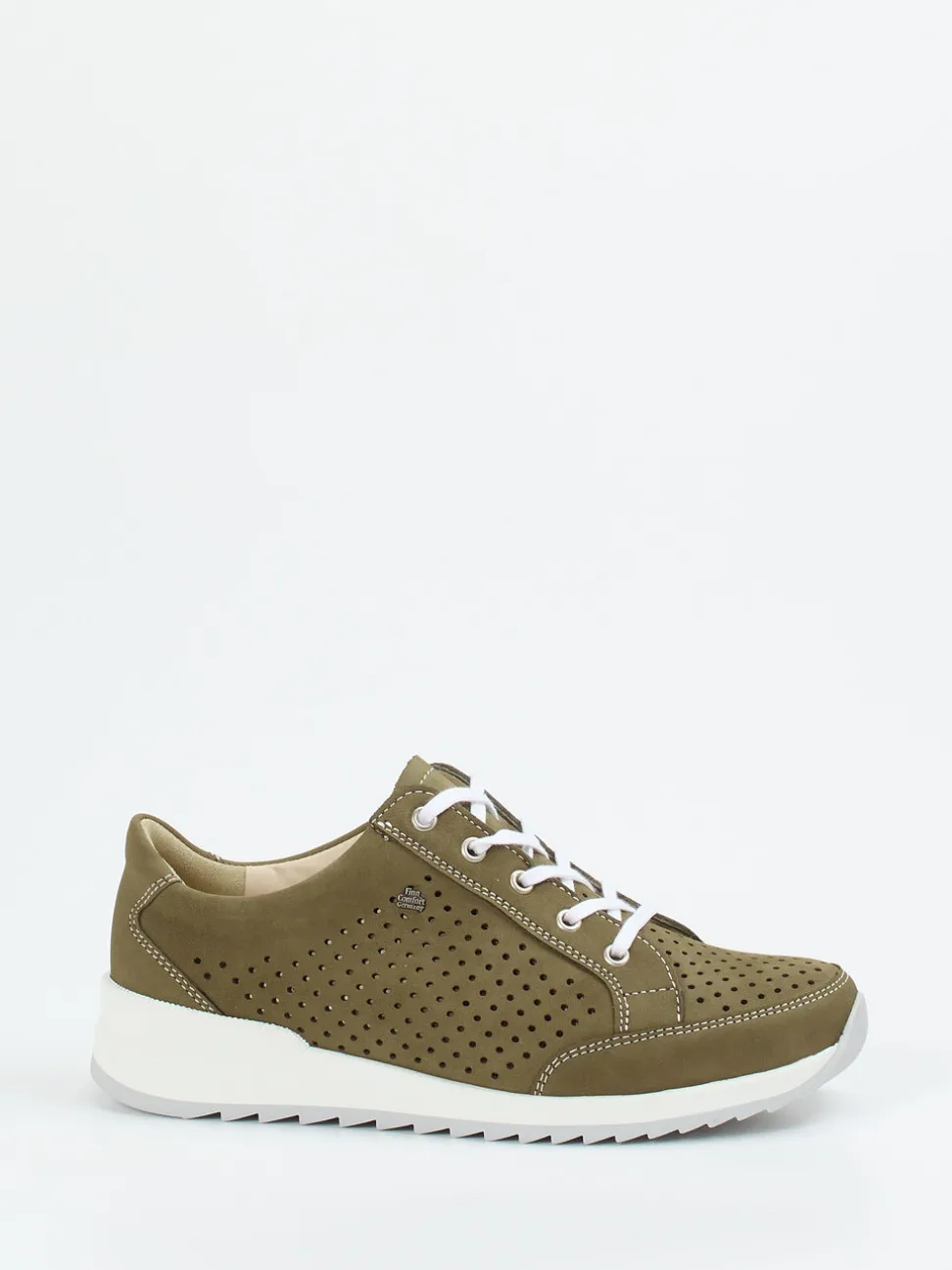 Finn Comfort – Schnürschuhe aus Nubukleder in Olivgrün