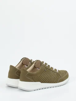 Finn Comfort – Schnürschuhe aus Nubukleder in Olivgrün