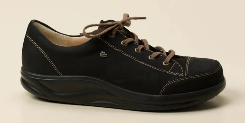Finn Comfort – Schnürschuhe aus Nubukleder Schwarz