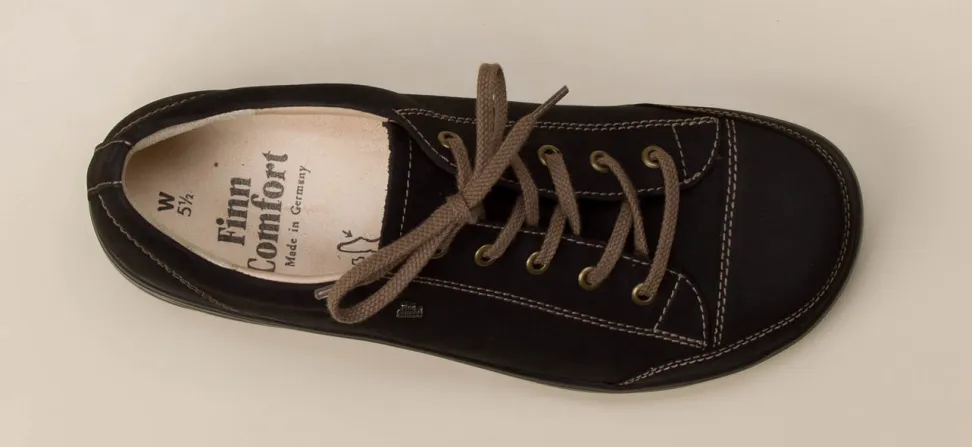 Finn Comfort – Schnürschuhe aus Nubukleder Schwarz