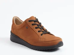 Finn Comfort – Schnürschuhe aus Nubukleder cognacbraun
