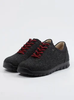 Finn Comfort – Schnürschuhe aus Wollfilz anthrazit