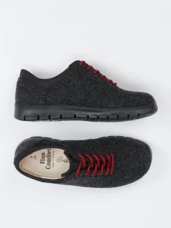 Finn Comfort – Schnürschuhe aus Wollfilz anthrazit