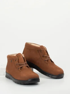 Finn Comfort – Schnürstiefelette aus Nubukleder braun