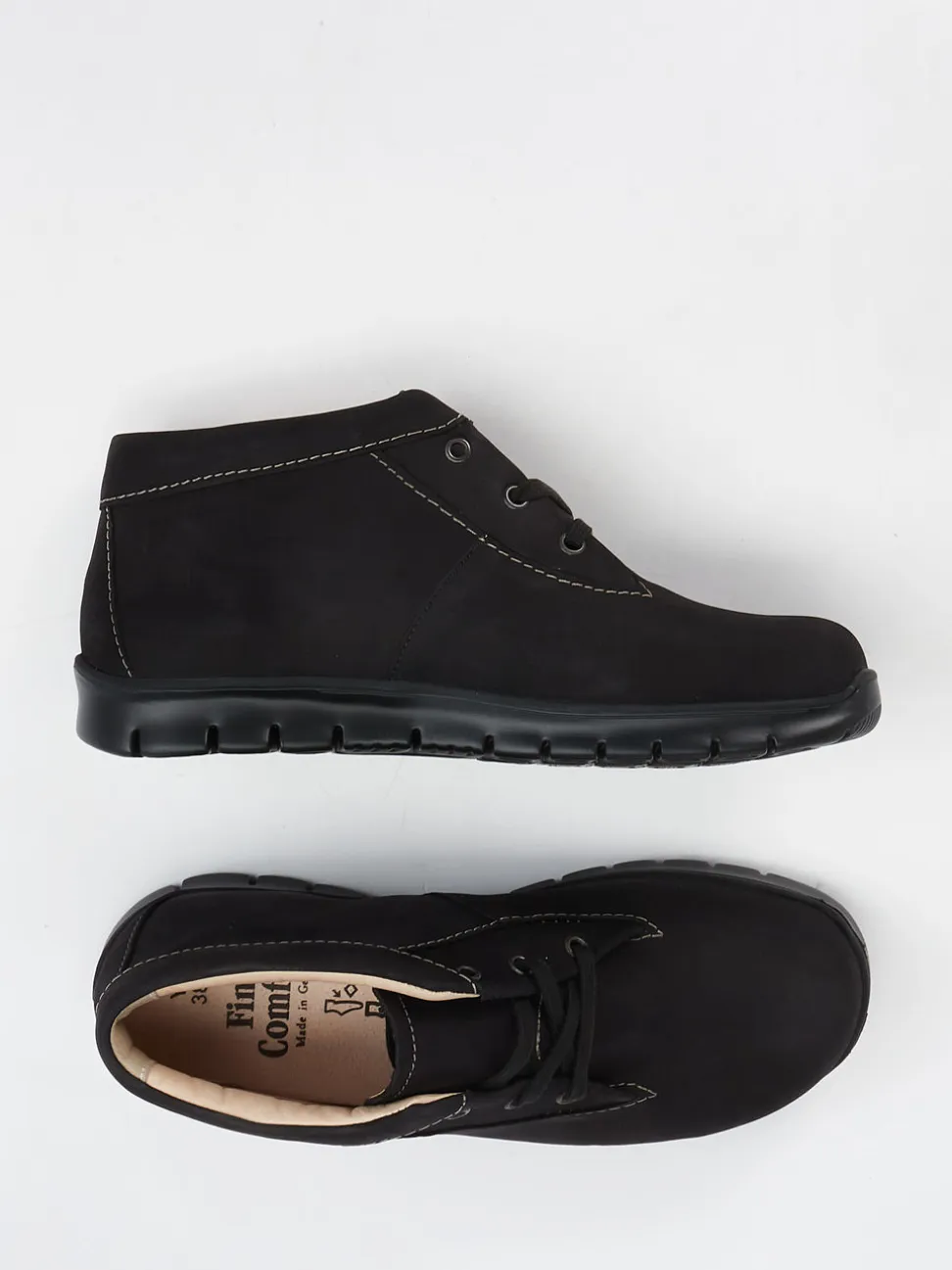 Finn Comfort – Schnürstiefelette aus Nubukleder schwarz