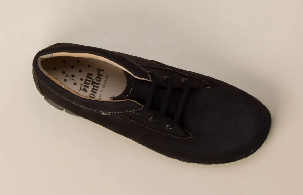 Finn Comfort – Schnürstiefelette aus Nubukleder schwarz