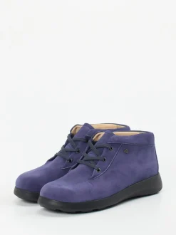 Finn Comfort – Schnürstiefelette aus Nubukleder blau