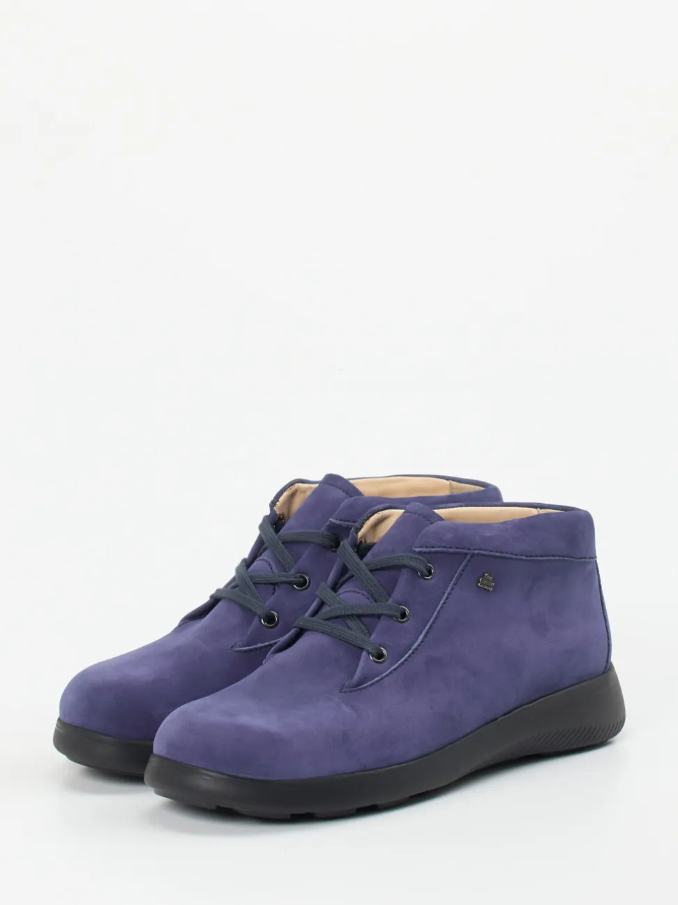 Finn Comfort – Schnürstiefelette aus Nubukleder blau
