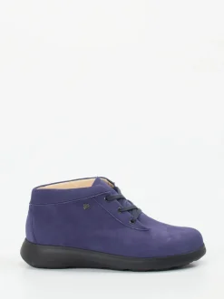 Finn Comfort – Schnürstiefelette aus Nubukleder blau