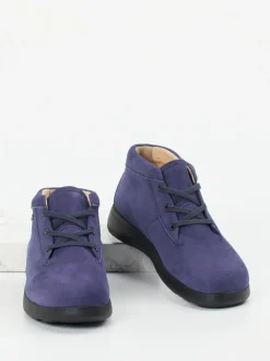 Finn Comfort – Schnürstiefelette aus Nubukleder blau