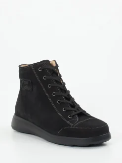 Finn Comfort – Schnürstiefelette aus Nubukleder schwarz