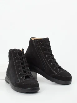 Finn Comfort – Schnürstiefelette aus Nubukleder schwarz