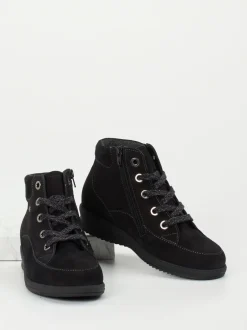 Finn Comfort – Schnürstiefelette aus Nubukleder schwarz