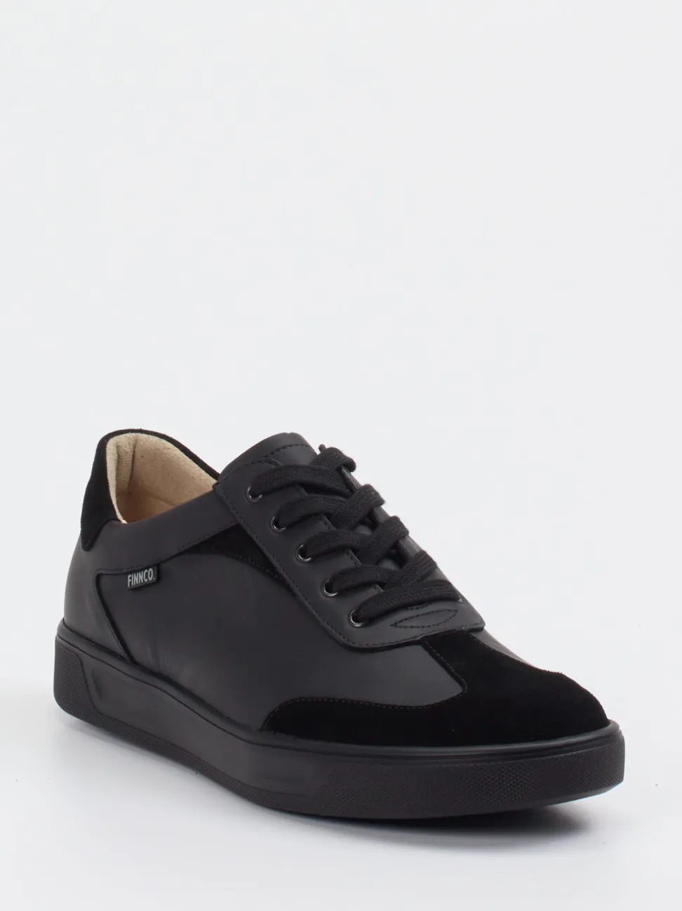 Finn Comfort – Sneaker aus Velour- und Glattleder Schwarz