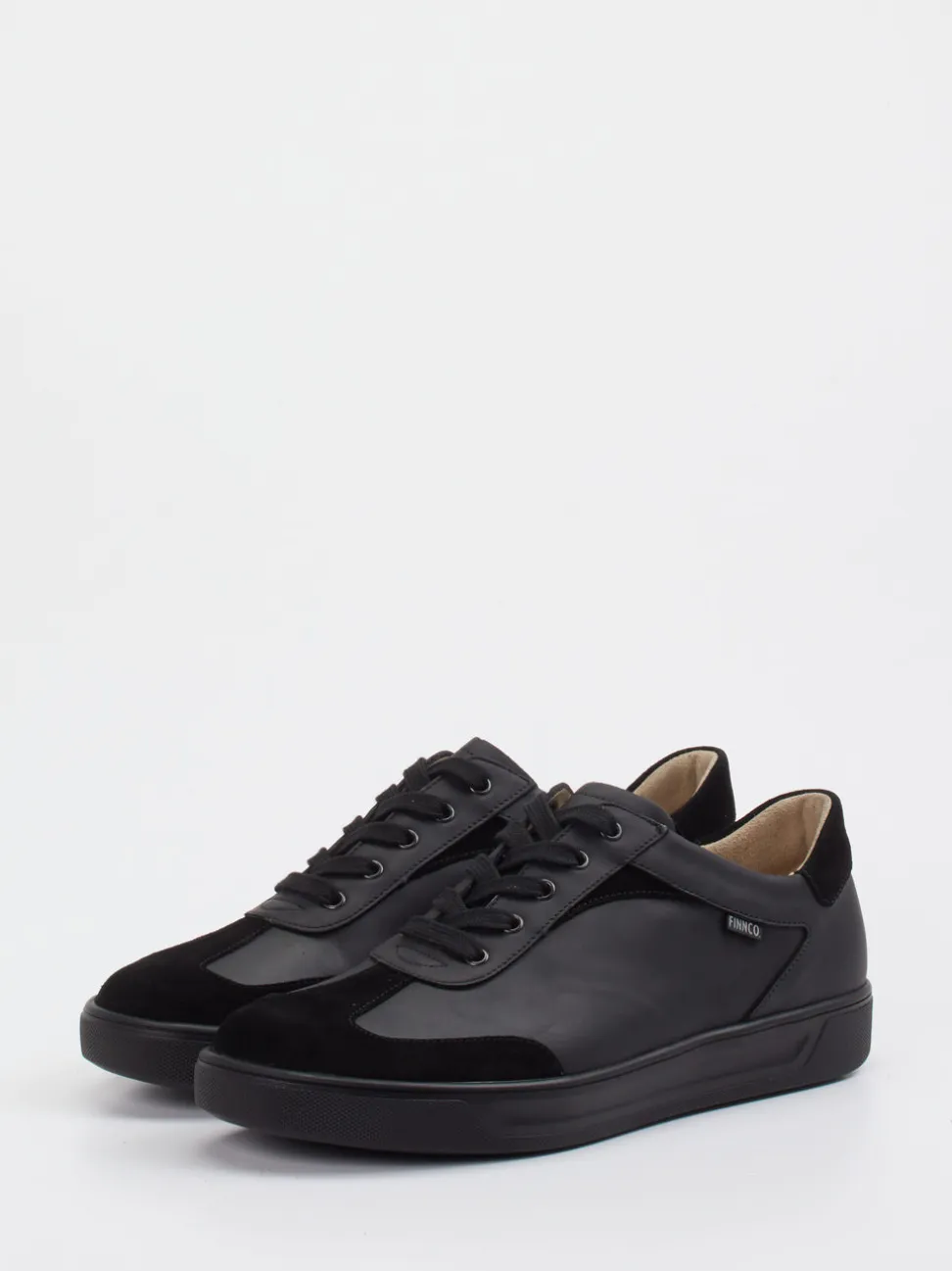 Finn Comfort – Sneaker aus Velour- und Glattleder Schwarz