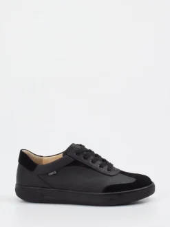 Finn Comfort – Sneaker aus Velour- und Glattleder Schwarz