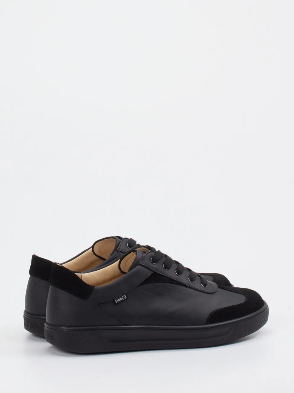 Finn Comfort – Sneaker aus Velour- und Glattleder Schwarz