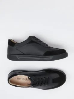 Finn Comfort – Sneaker aus Velour- und Glattleder Schwarz