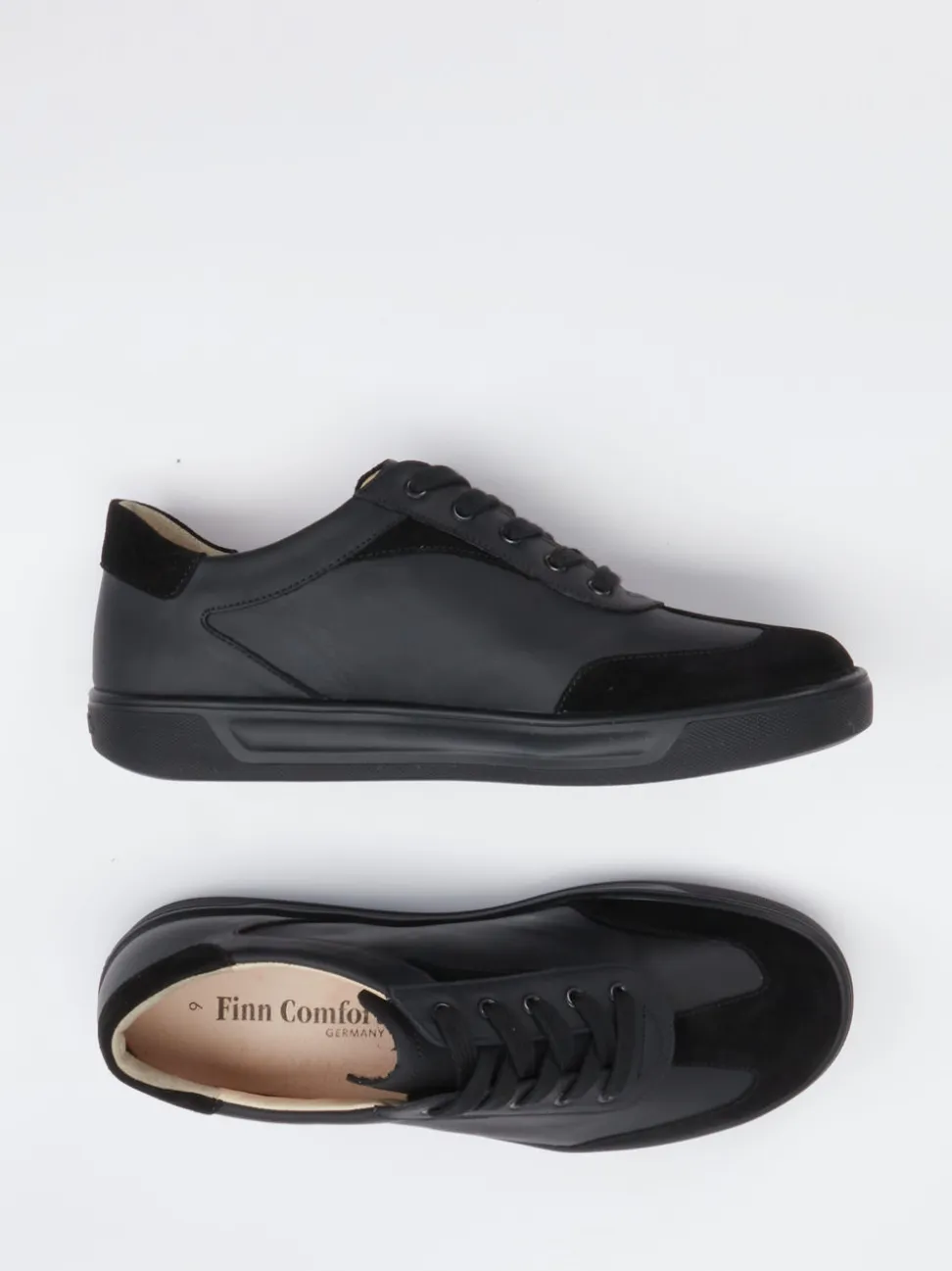 Finn Comfort – Sneaker aus Velour- und Glattleder Schwarz