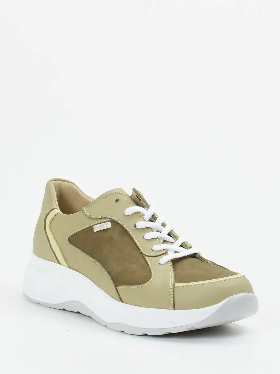 Finn Comfort – Sneaker aus Kalbleder in Olivbeige