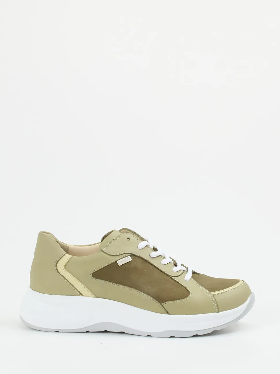 Finn Comfort – Sneaker aus Kalbleder in Olivbeige
