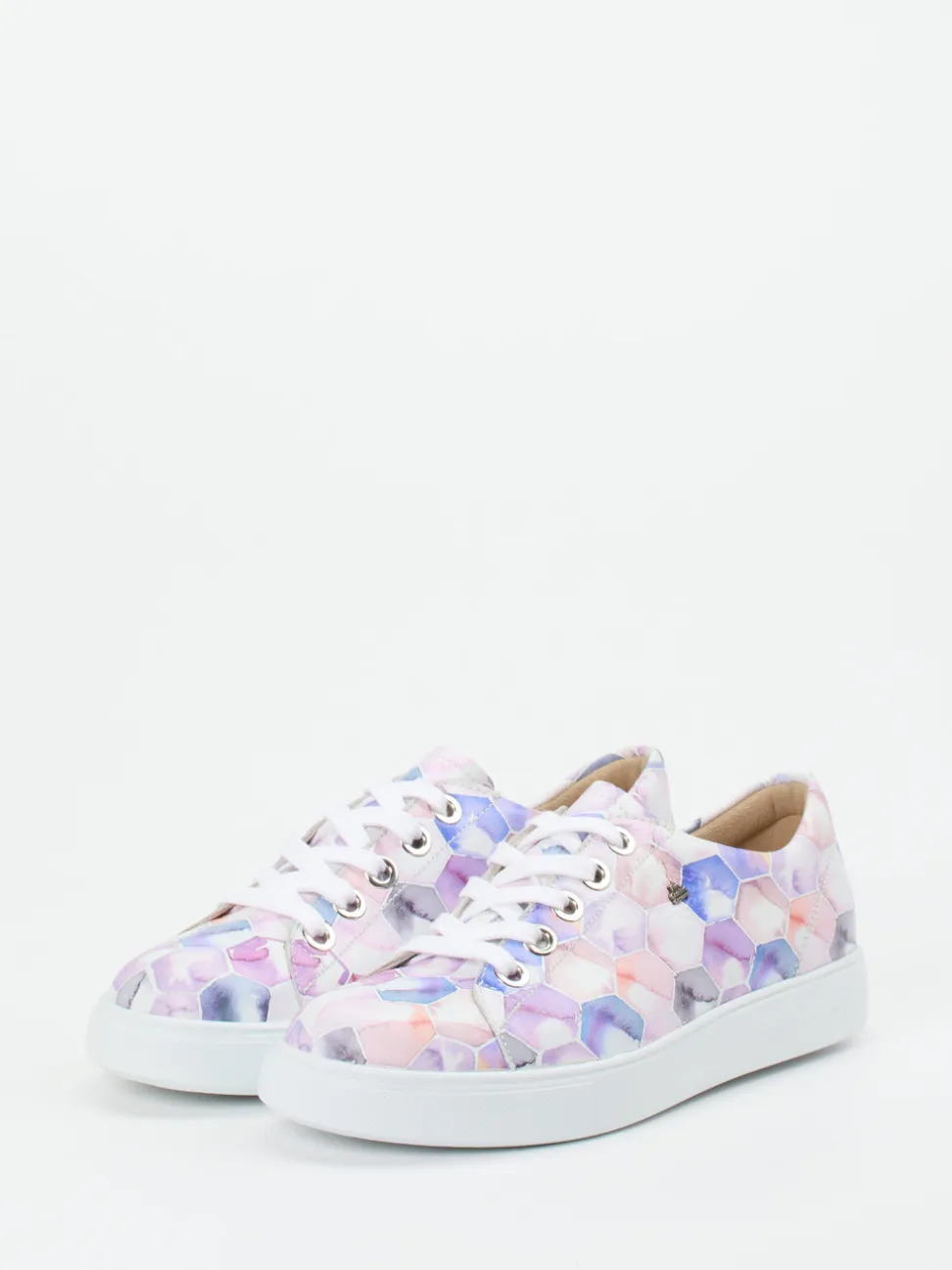 Finn Comfort – Sneaker aus geprägtem Leder Rosé-Multicolor
