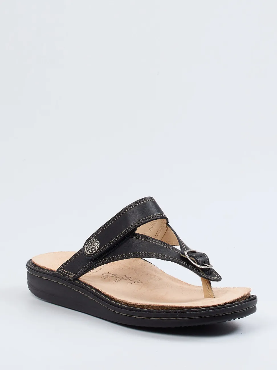 Finn Comfort – Zehentrenner aus Kalbleder Schwarz