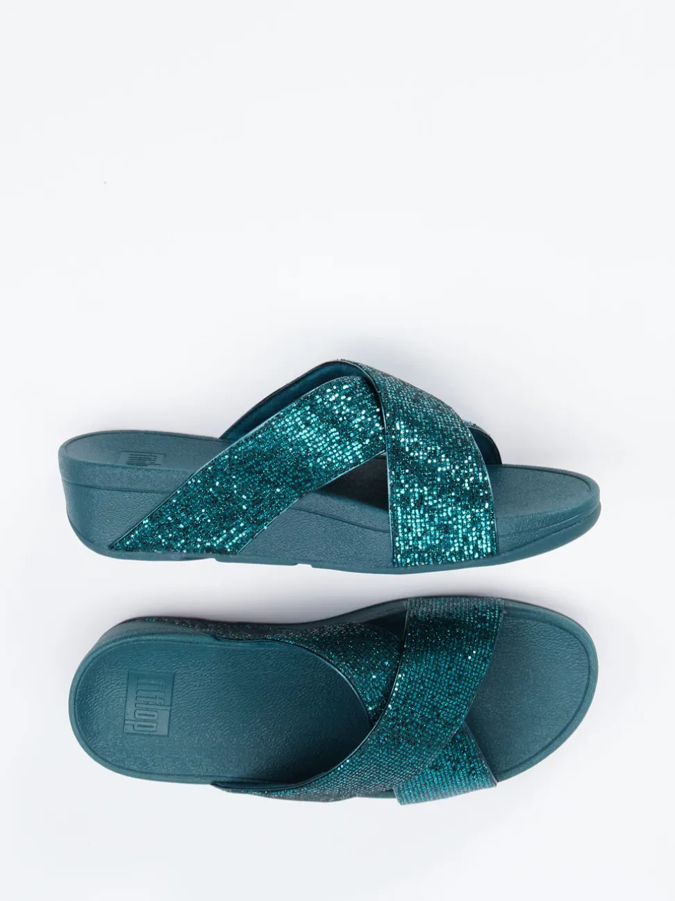 FitFlop – Komfort-Pantolette aus Metallicleder grün