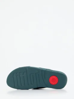 FitFlop – Komfort-Pantolette aus Metallicleder grün