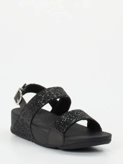 FitFlop – Komfort-Sandale aus Textil schwarz glitzernd