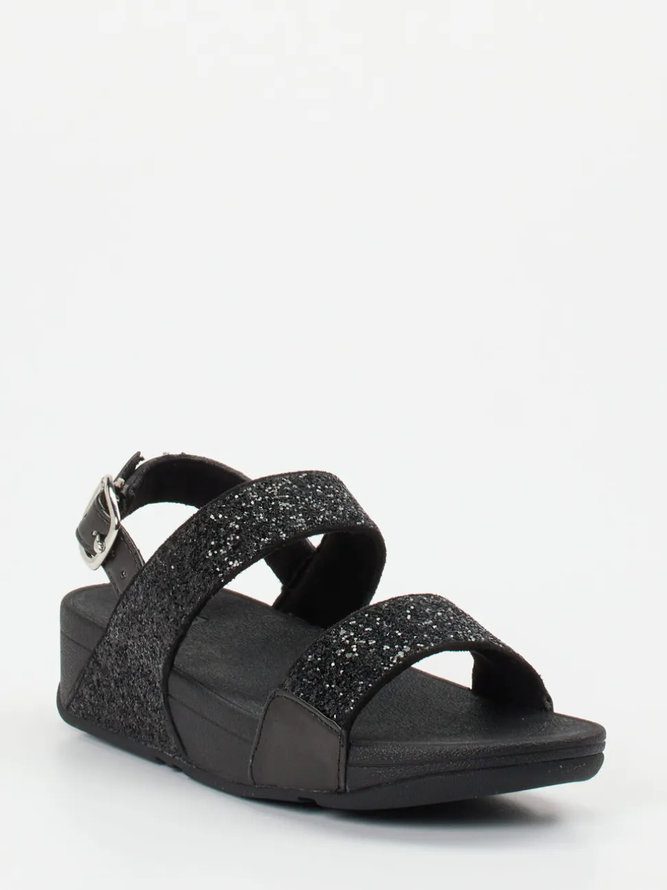 FitFlop – Komfort-Sandale aus Textil schwarz glitzernd